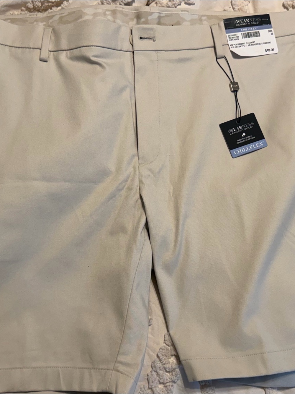 Kenneth Cole Chillflex Khaki Shorts Size 46 Stretch Performance NWT
